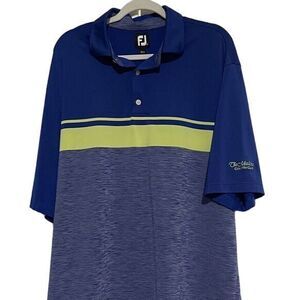 FootJoy Shirt Extra Large Blue Green Polo Short Sleeve Golf FJ Striped L Meadows